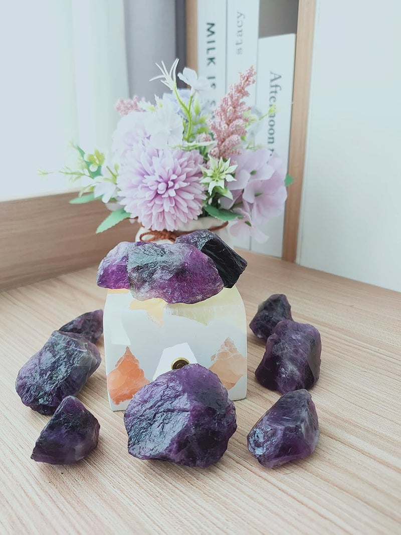 Luckeeper 2 lb Rough Crystals Bulk Raw Amethyst Quartz Healing Stones for Tumbling, Wire Wrapping, Wicca Reiki,Meditation - Image 2